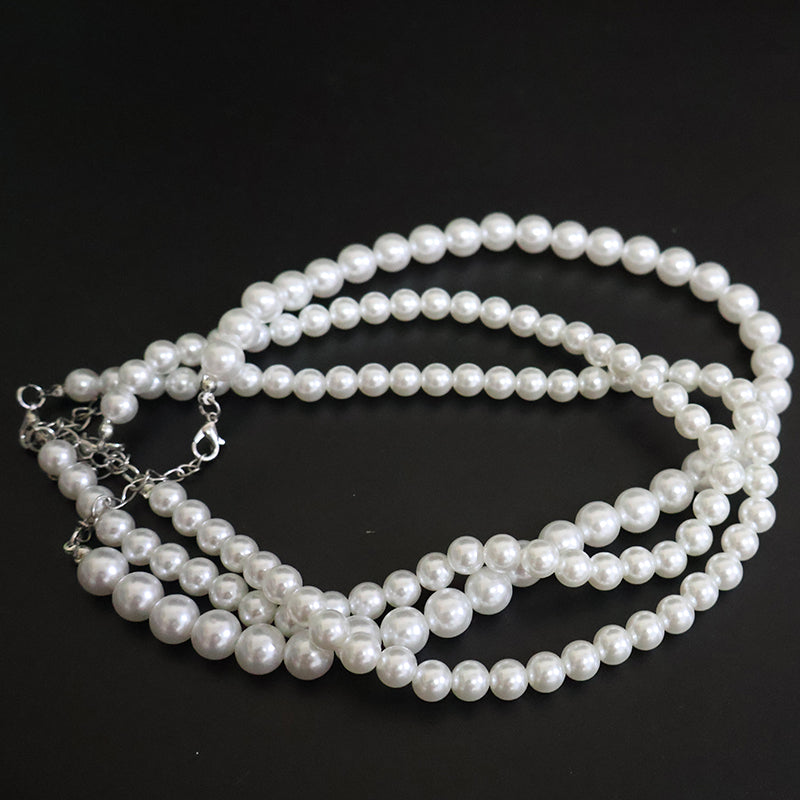 Dreireihige Imitationsperlen-Halskette