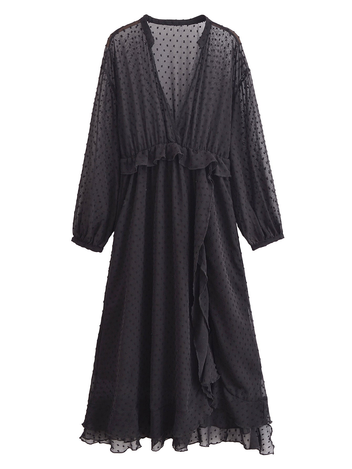 Gepunktetes Chiffon-Kleid im Überblick