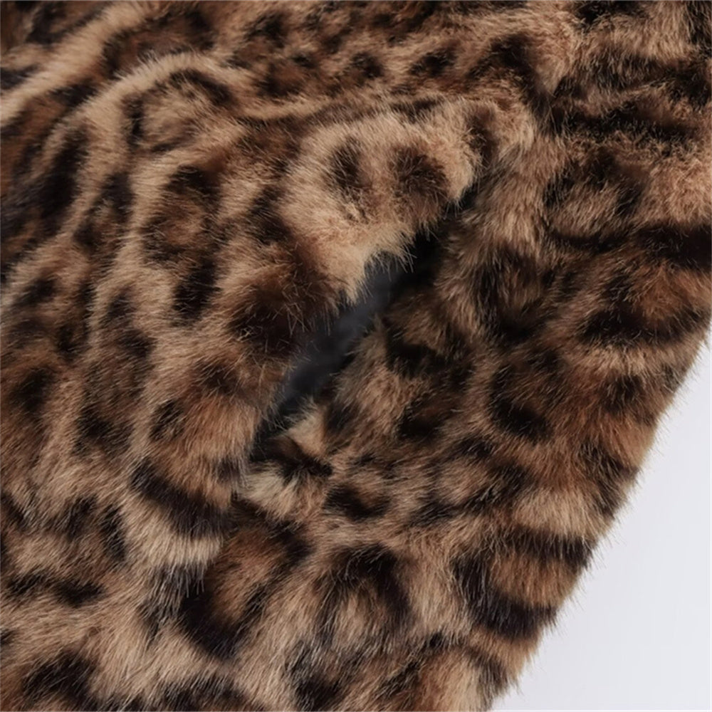 Print Faux Mantel – Leopard-Kunstfell-Mantel