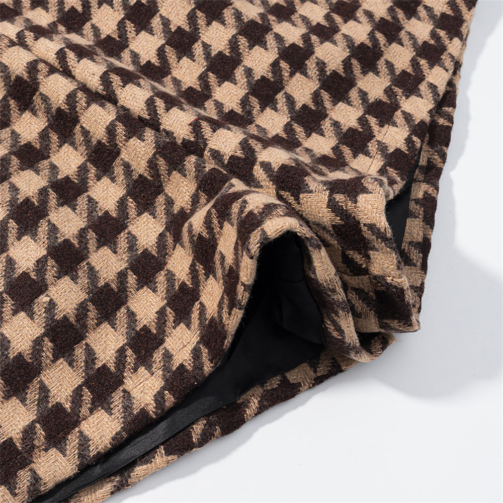 Zweiteiler im Hahnentritt-Muster – Cropped Jacke & Shorts