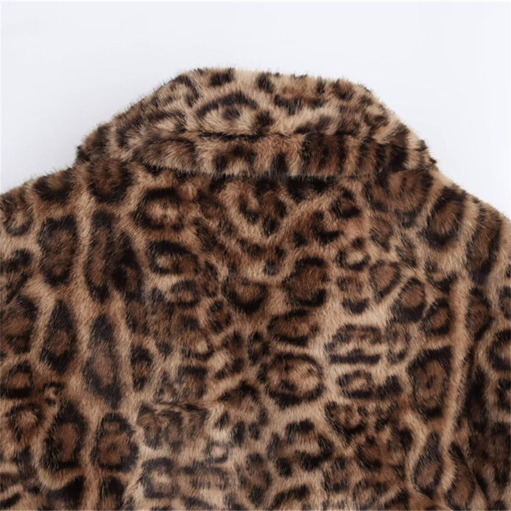 Print Faux Mantel – Leopard-Kunstfell-Mantel
