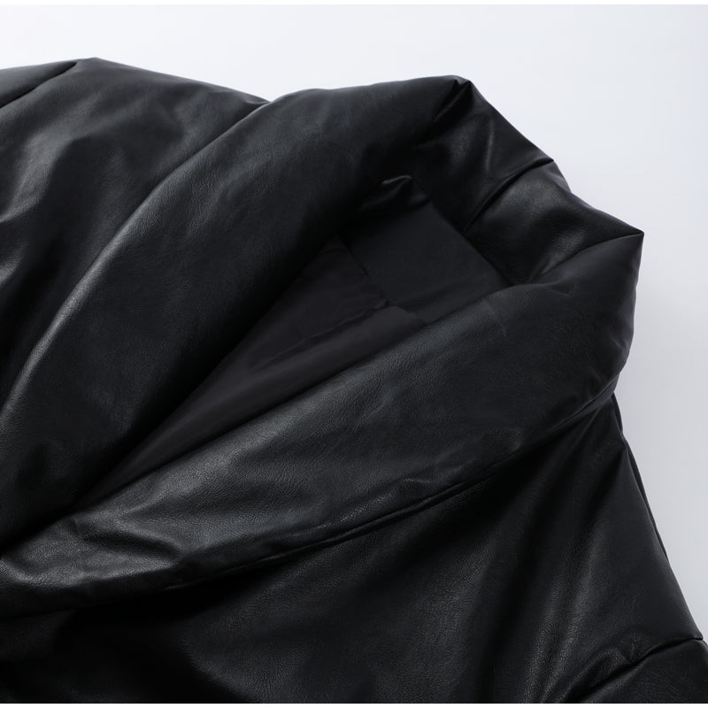 Oversize Lederjacke mit breitem Schalkragen