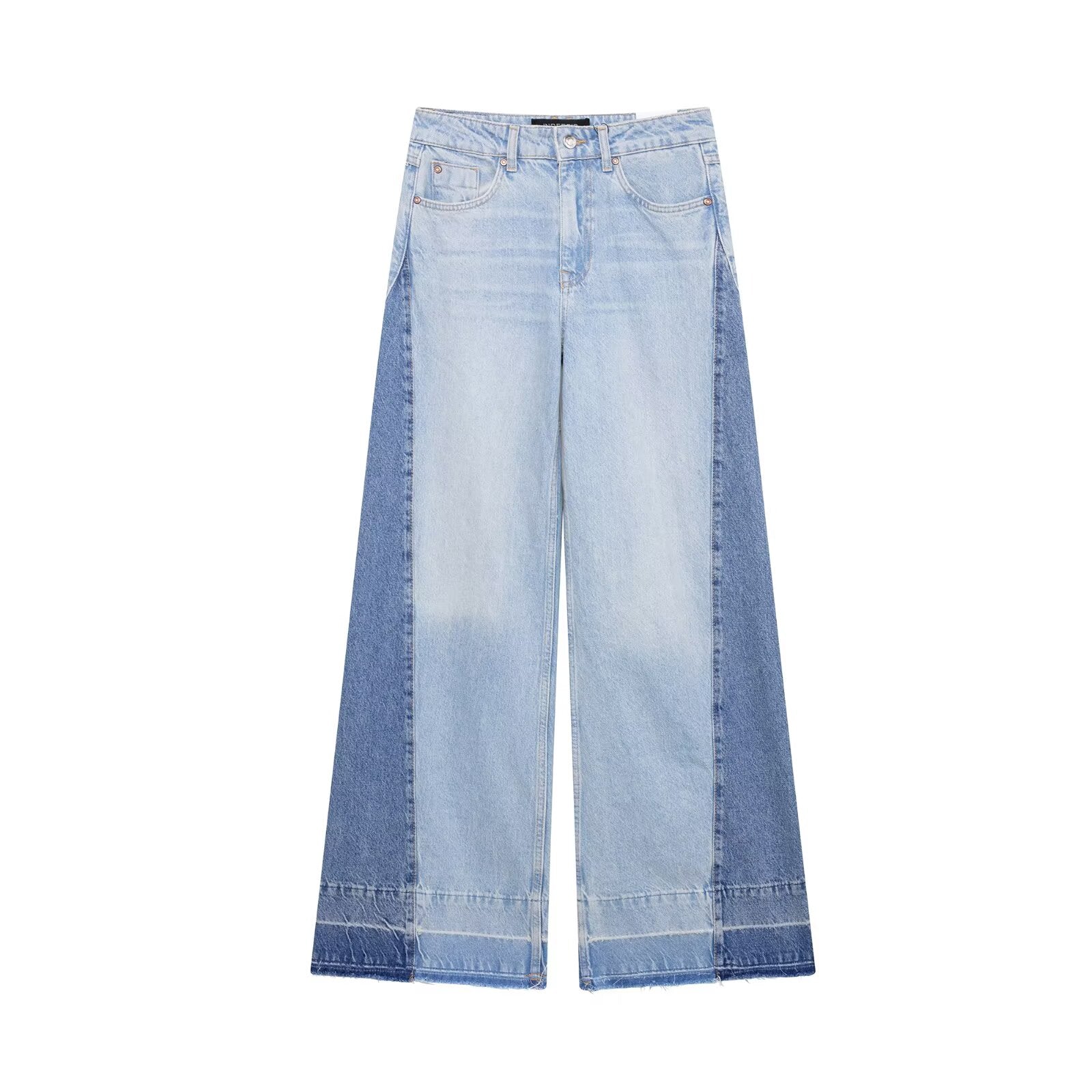 High-Waist Jeans mit Patchwork – Wide Leg