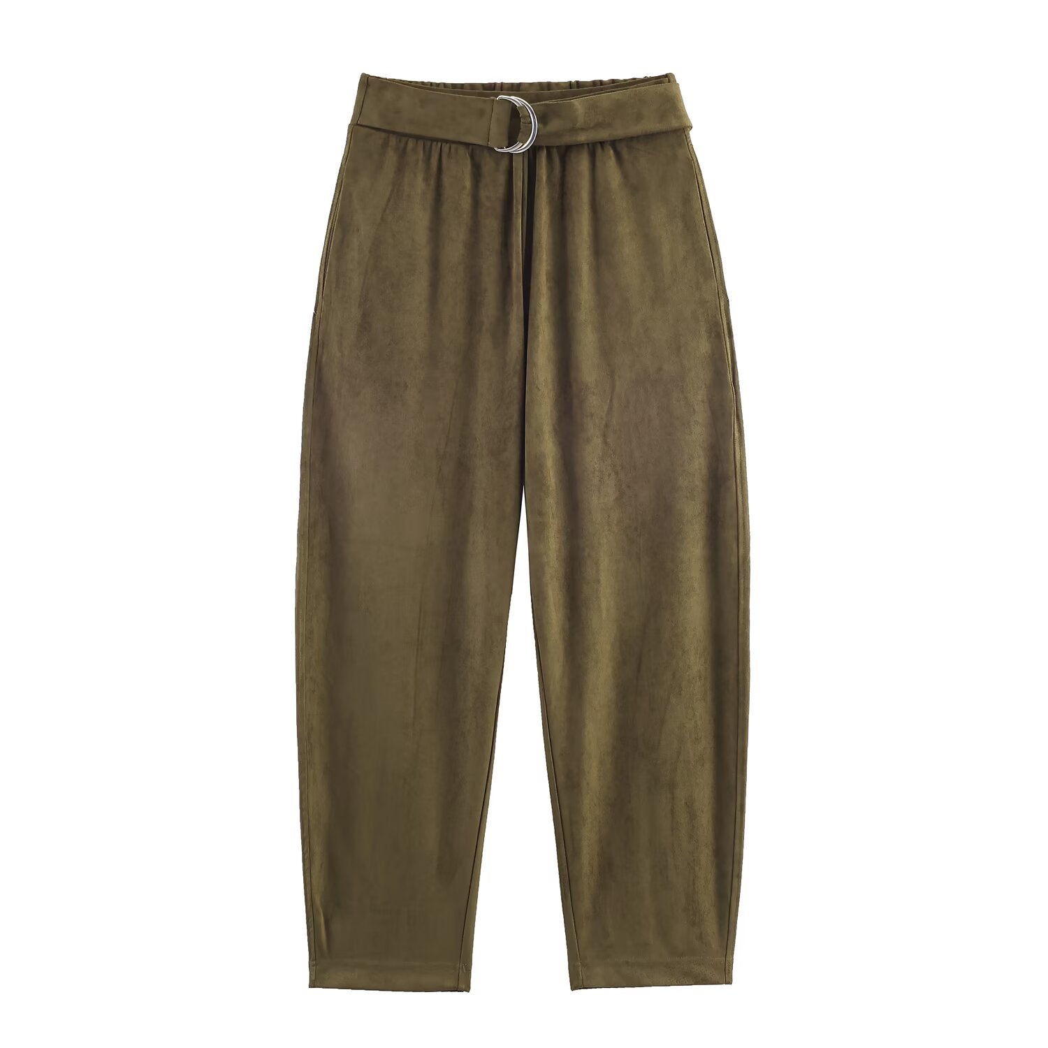 Schickes Wildleder-Hosen-Set – Zweiteiler in Khaki