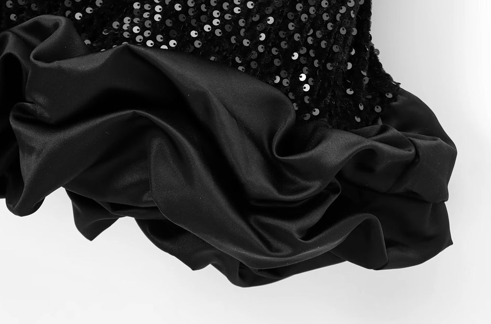 Pailletten-Minikleid mit Rückenausschnitt & Rüschen