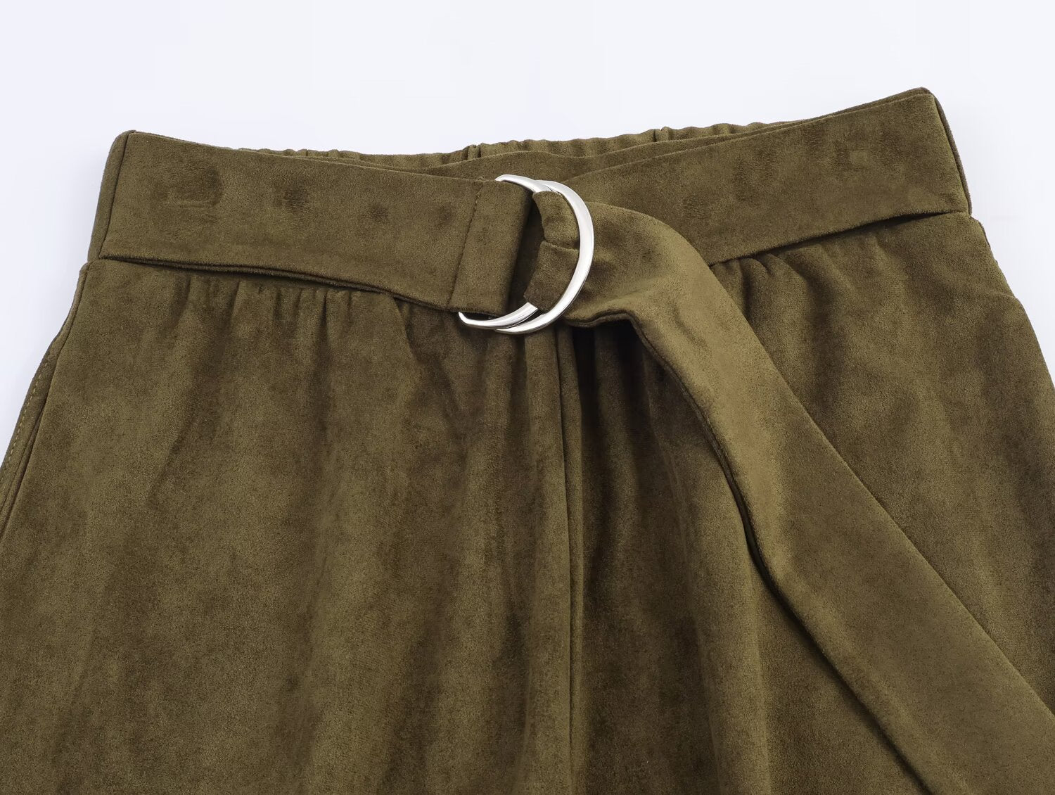 Schickes Wildleder-Hosen-Set – Zweiteiler in Khaki