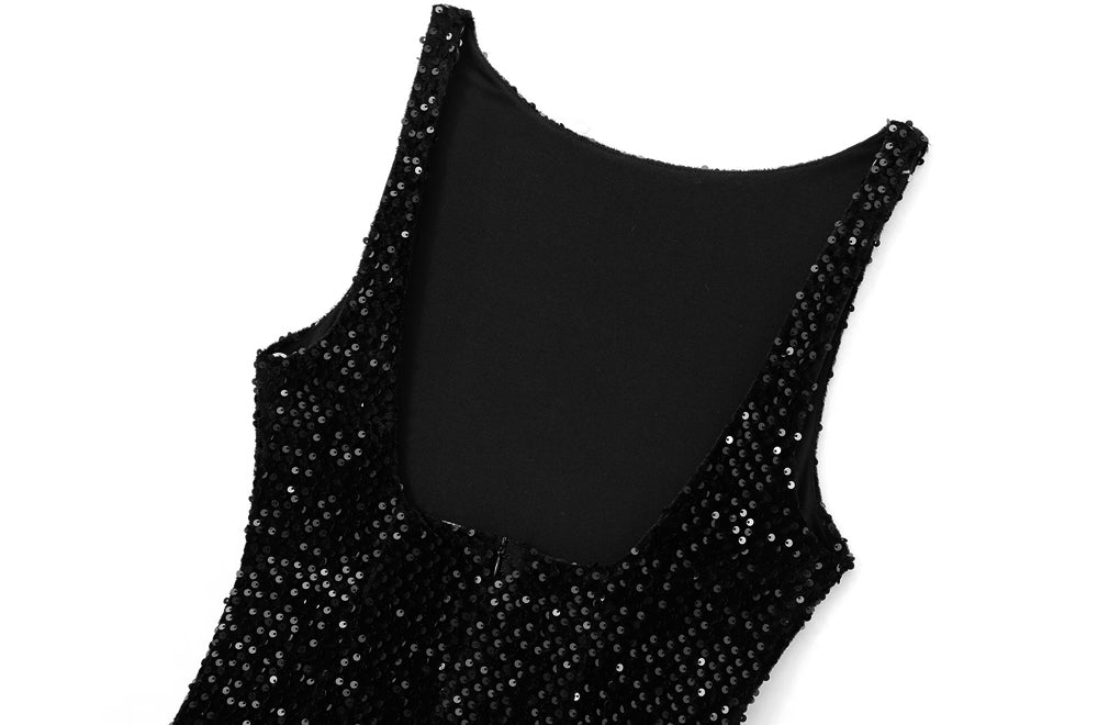 Pailletten-Minikleid mit Rückenausschnitt & Rüschen