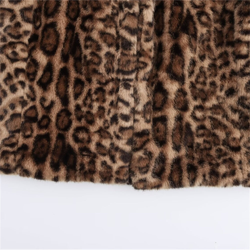 Print Faux Mantel – Leopard-Kunstfell-Mantel