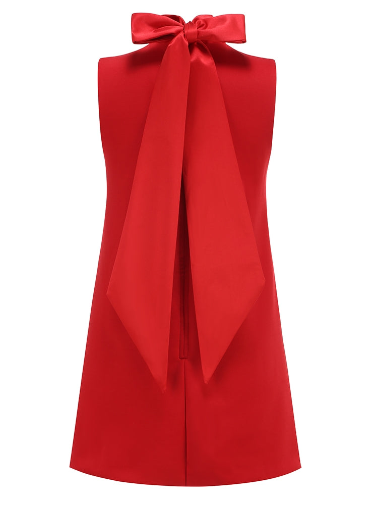 Rotes Blumen-Kleid in A-Linie