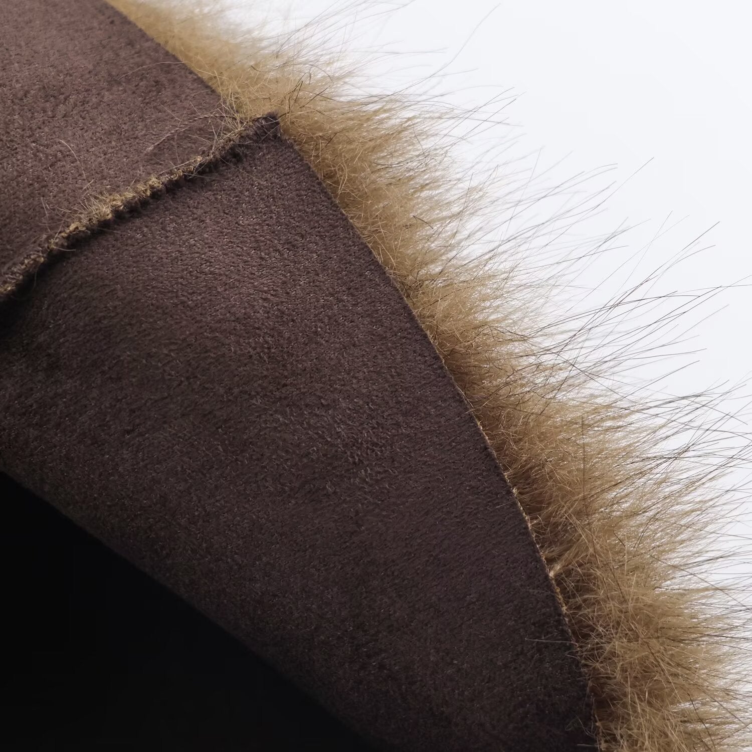 Kunstpelz-Winterjacke mit Fellkragen – doppelseitig