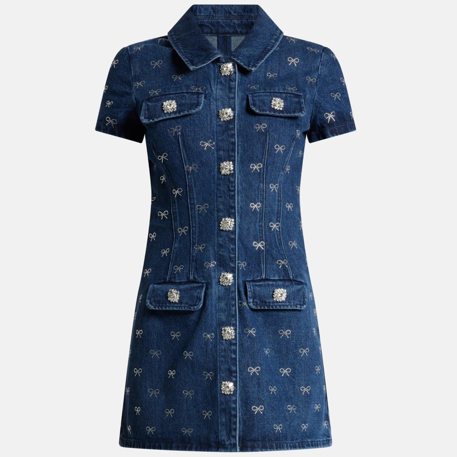 Denim Bow Shirt Dress