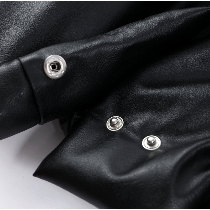 Oversize Lederjacke mit breitem Schalkragen