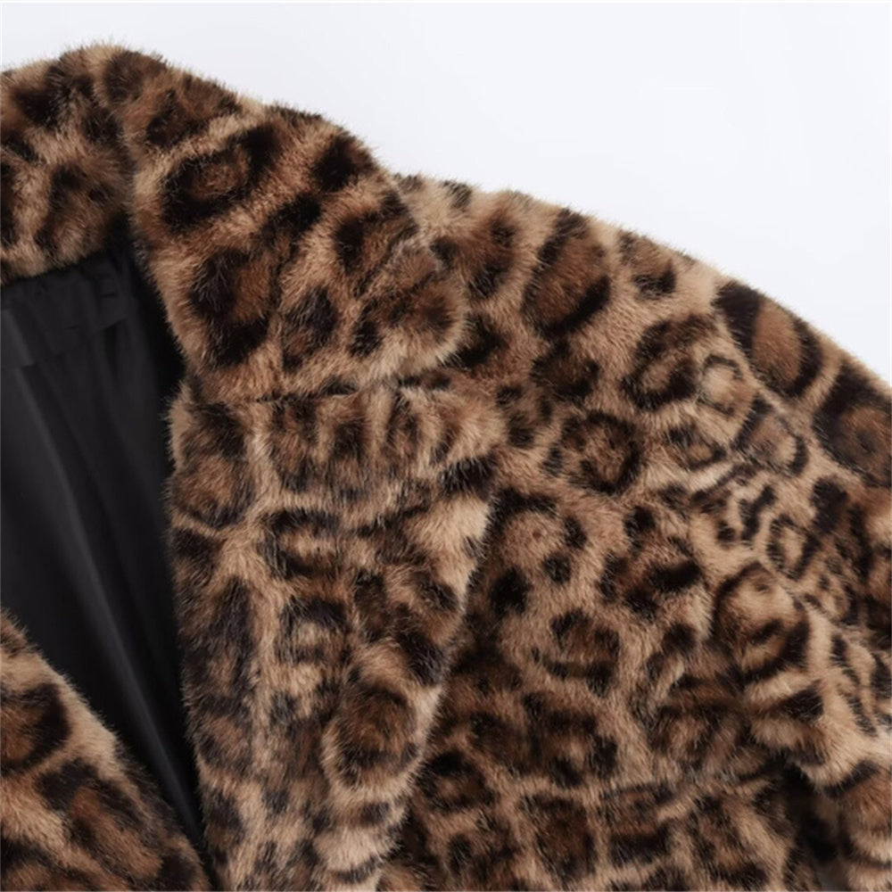 Print Faux Mantel – Leopard-Kunstfell-Mantel