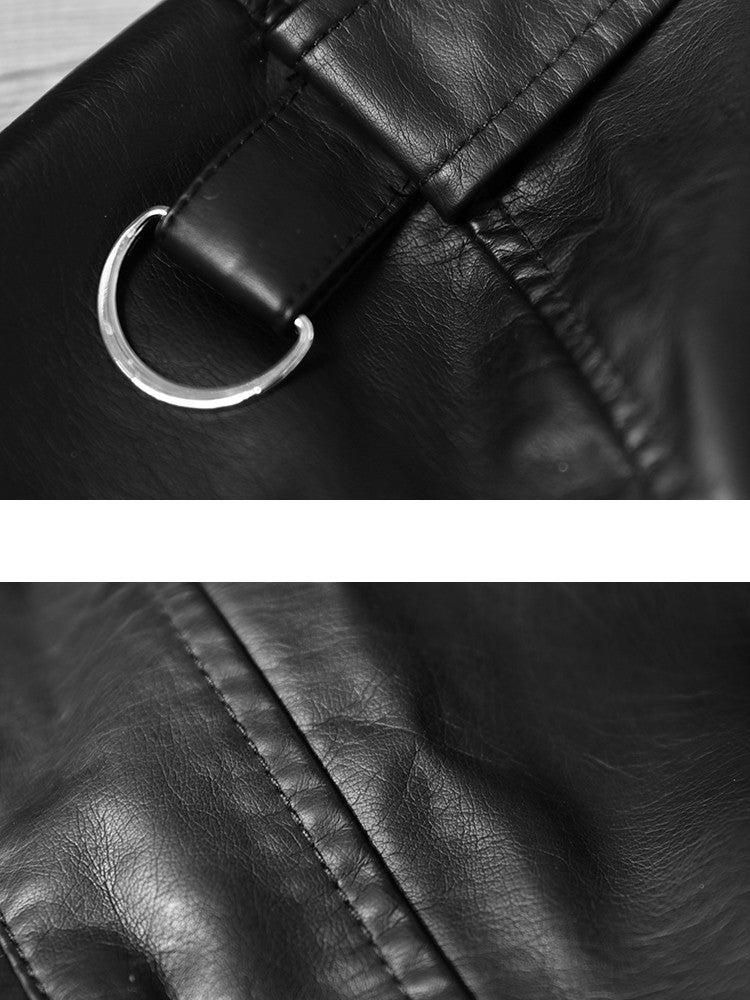 Leder-Oversize-Bikerjacke in Schwarz