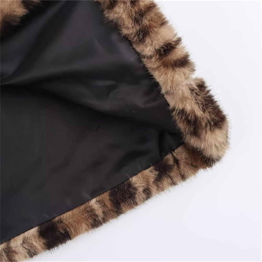 Print Faux Mantel – Leopard-Kunstfell-Mantel