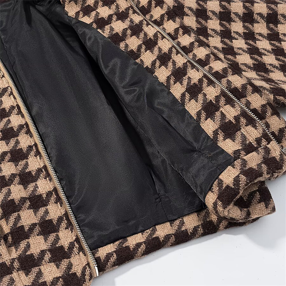 Zweiteiler im Hahnentritt-Muster – Cropped Jacke & Shorts