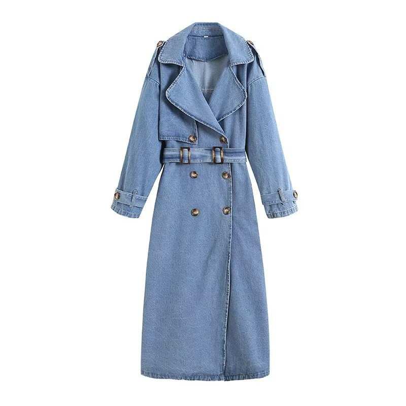 Denim-Trenchcoat – Langer Jeansmantel