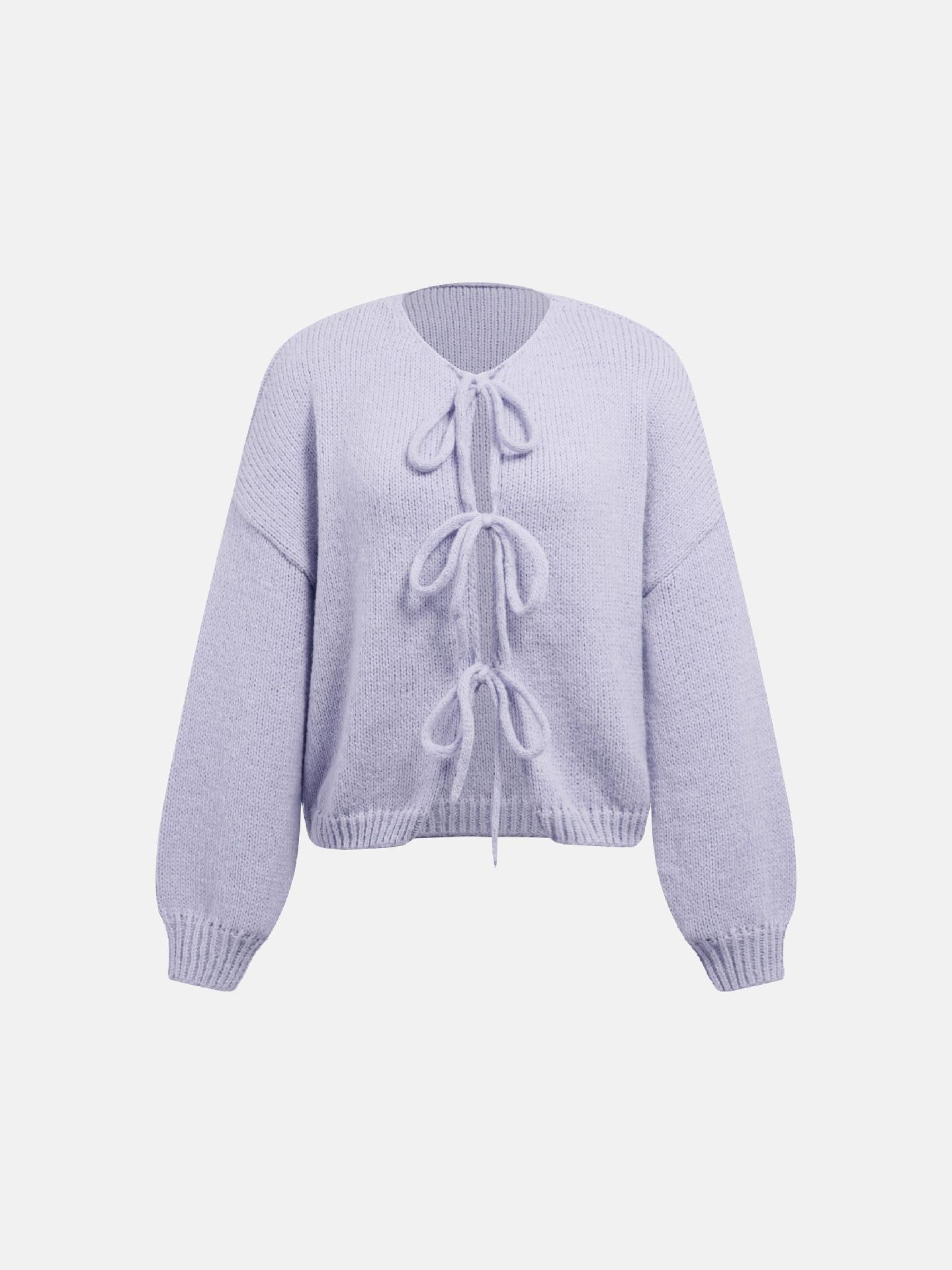 Eleganter Damen-Strickjackenpullover mit Schleifen