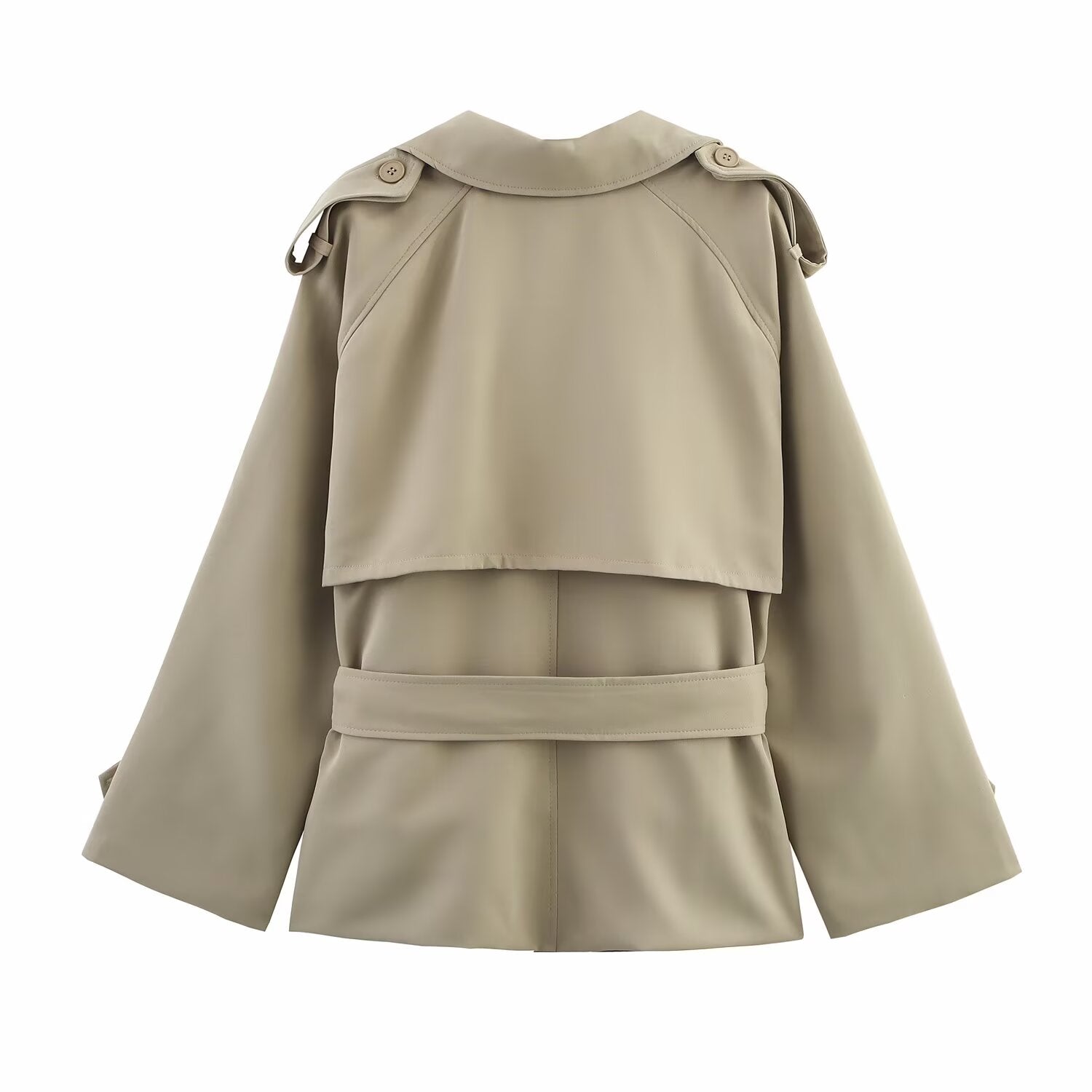 Kurzer Trenchcoat mit Bindegürtel in Beige